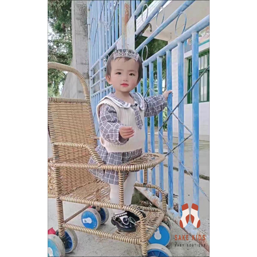 Giày búp bê tập đi bé gái - Giày bệt quai dán ngọc phối nơ dễ thương chất da PU mềm nhẹ mẫu mới nhất M304