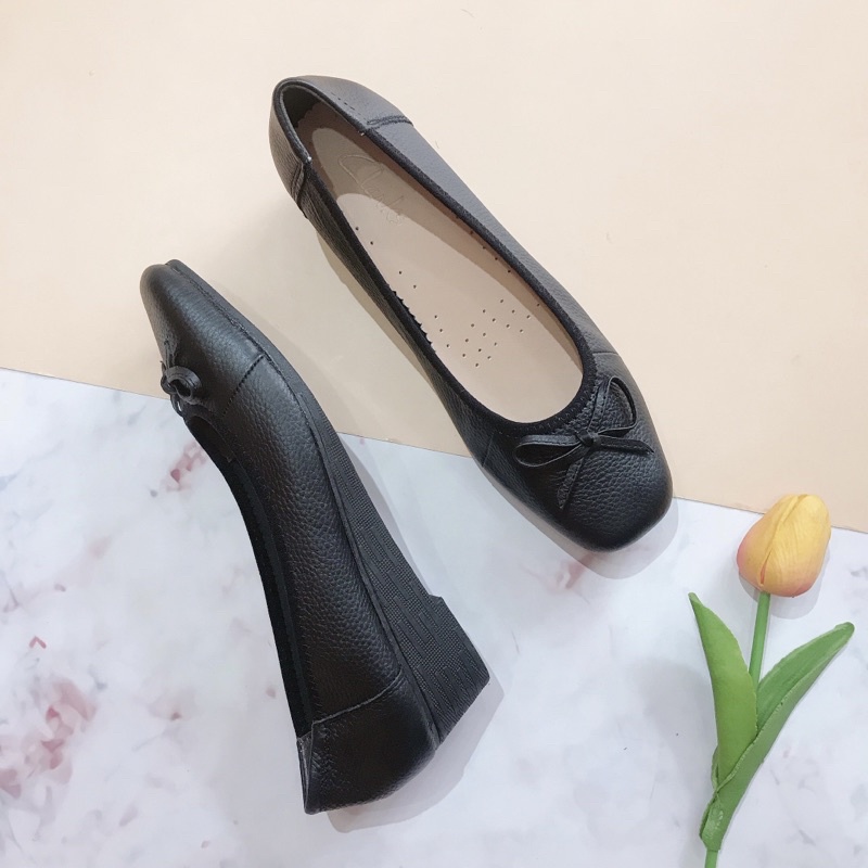 Giày bệt nữ đế xuồng thấp da thật toàn bộ đế cushion siêu êm - giày bệt da thật mũi vuông (ảnh và video của shop)