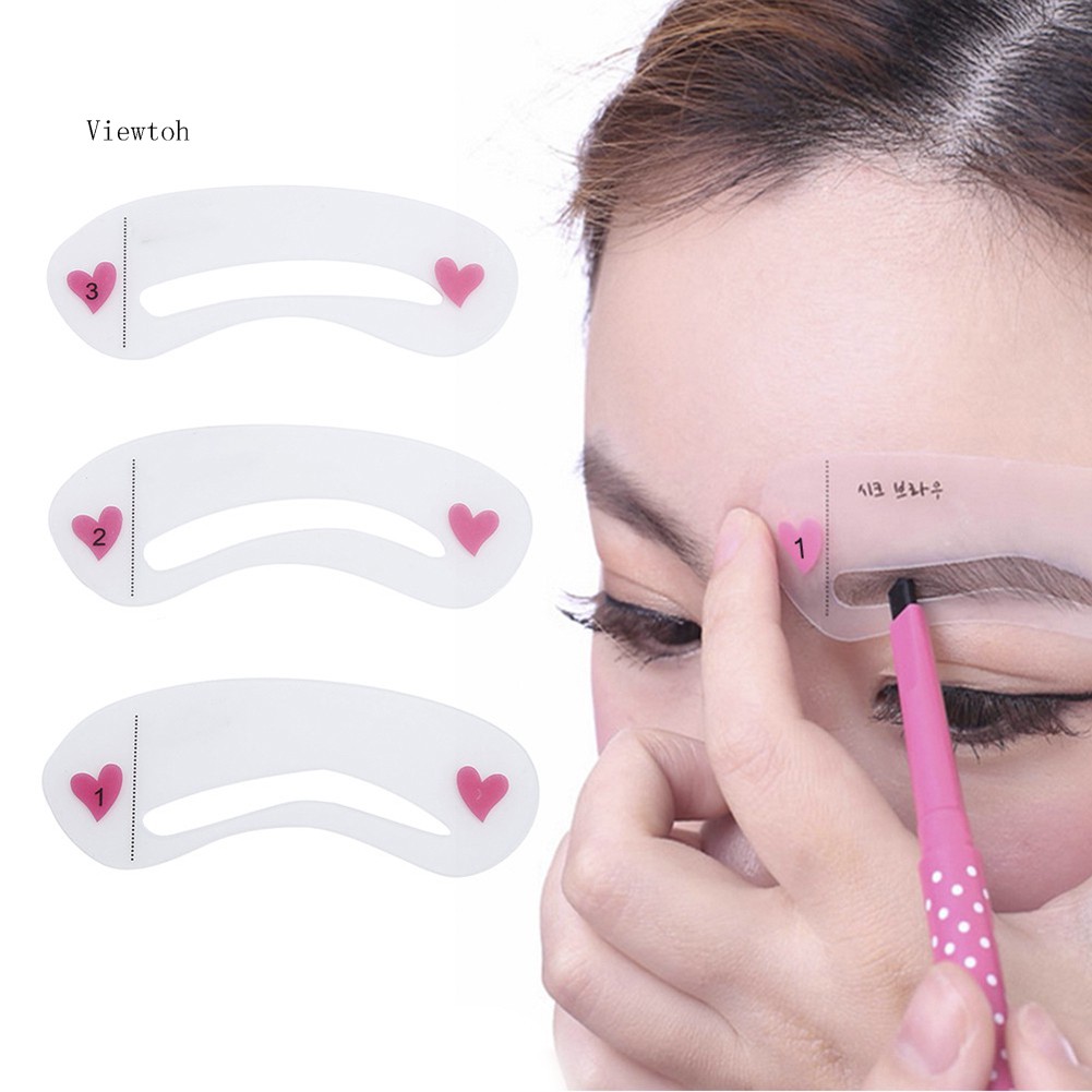 *˚View*✧⁺3Pcs Reusable Eyebrow Drawing Guide Card Assistant Template Brow Makeup Stencil