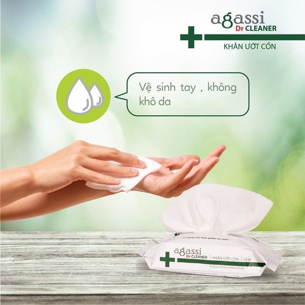 Khăn ướt có cồn Agassi Dr.Cleaner kháng khuẩn 20 tờ/gói