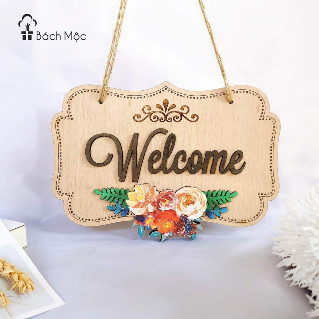 Bảng gỗ decor, bảng gỗ wellcome (bảng gỗ trang trí DNDecor + quà tặng giá trị 17.000đ)