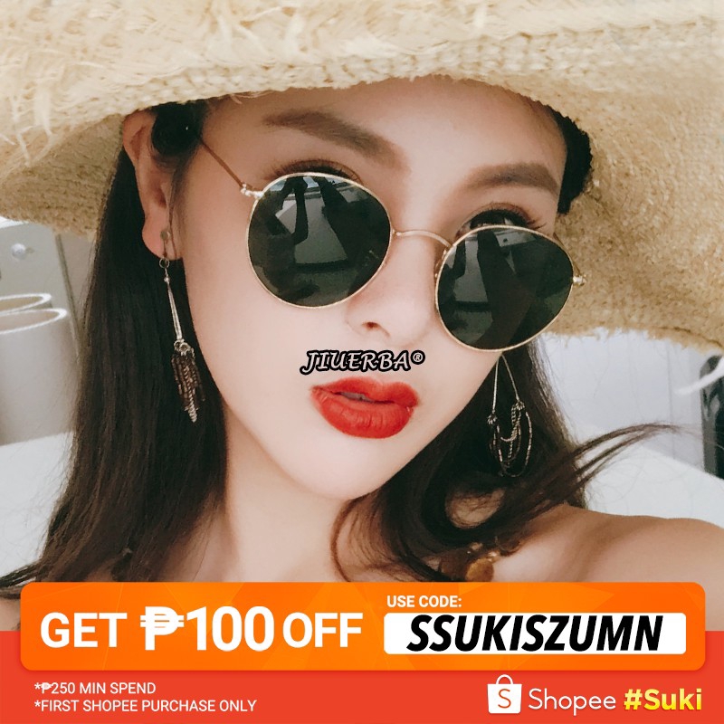 Kính Mát Gọng Kim Loại Tròn Tráng Gương Phong Cách Retro