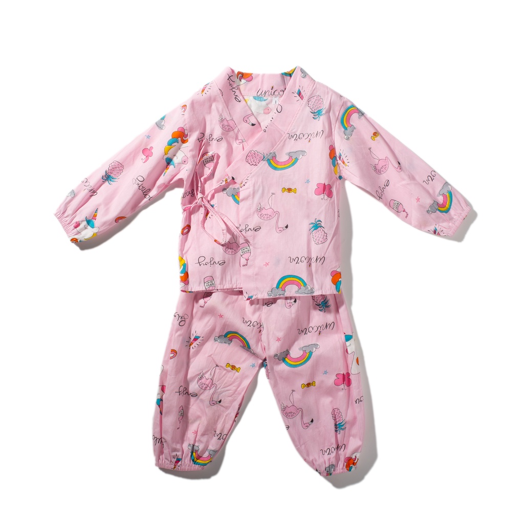 Bộ Yukata Bé Trai, Bé Gái Vải Thô Mềm Mát Hoạ Tiết Khủng Long Dễ Thương CKTD01