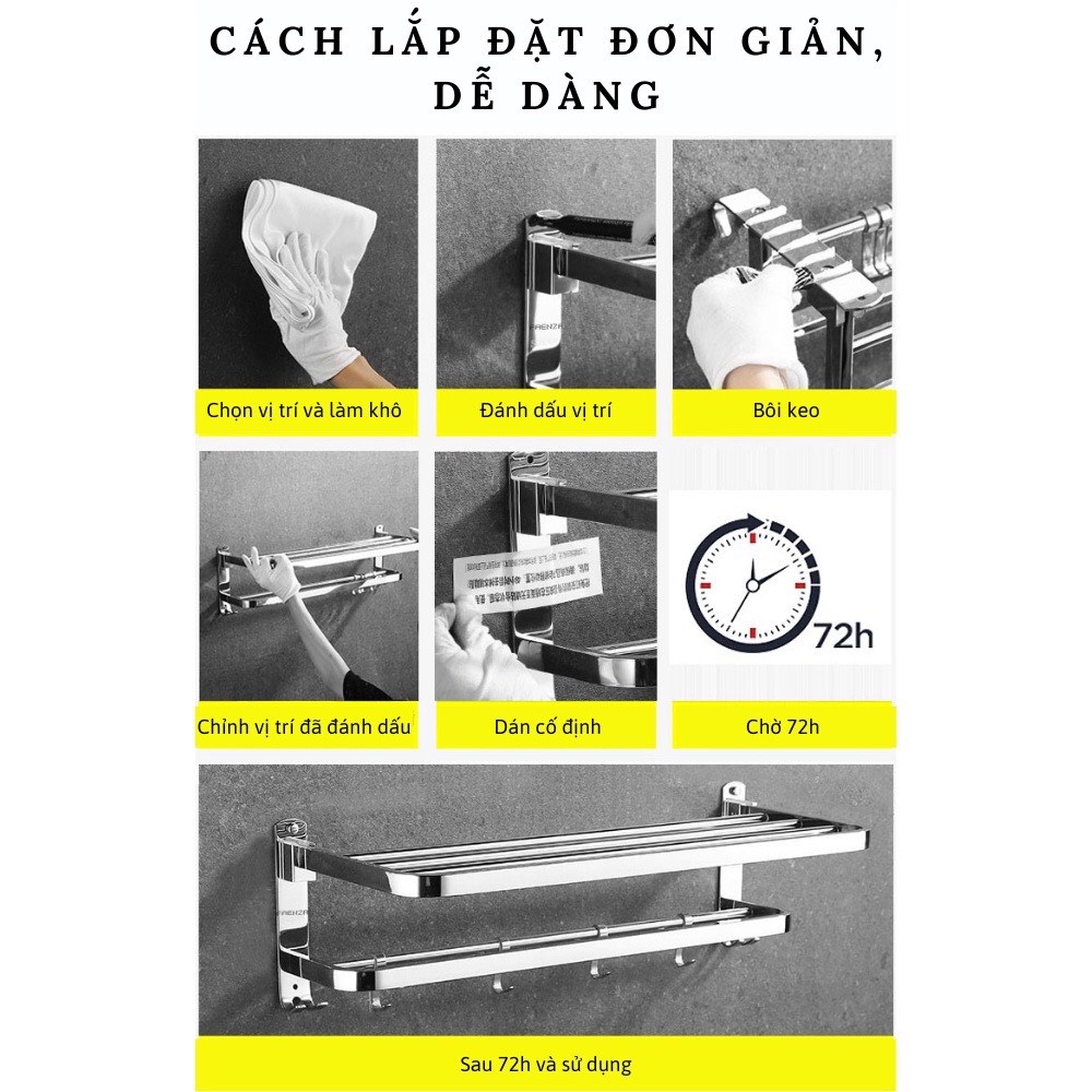 Giá Treo Khăn Nhà Tắm Kệ Để Đồ Gắn Tường Chắc Chắn Inox Không Gỉ Shop Gia Dụng HOÀI AN