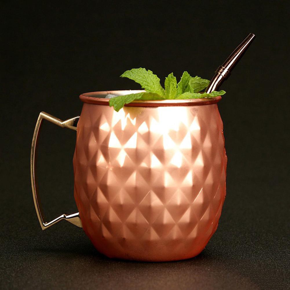 1 Piece 550ml Perfect Hammered Moscow Mule Mug Drum- Copper Plated Beer Cup Coffee Cup Stainless