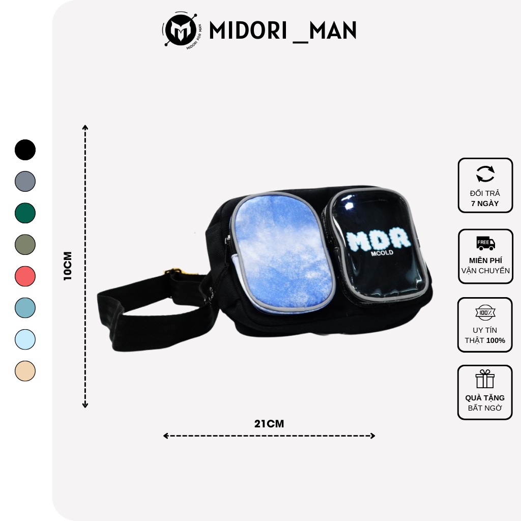 Túi đeo chéo mini thời trang cao cấp trong suốt MIDORI DESIGN cực hót Midori For Man