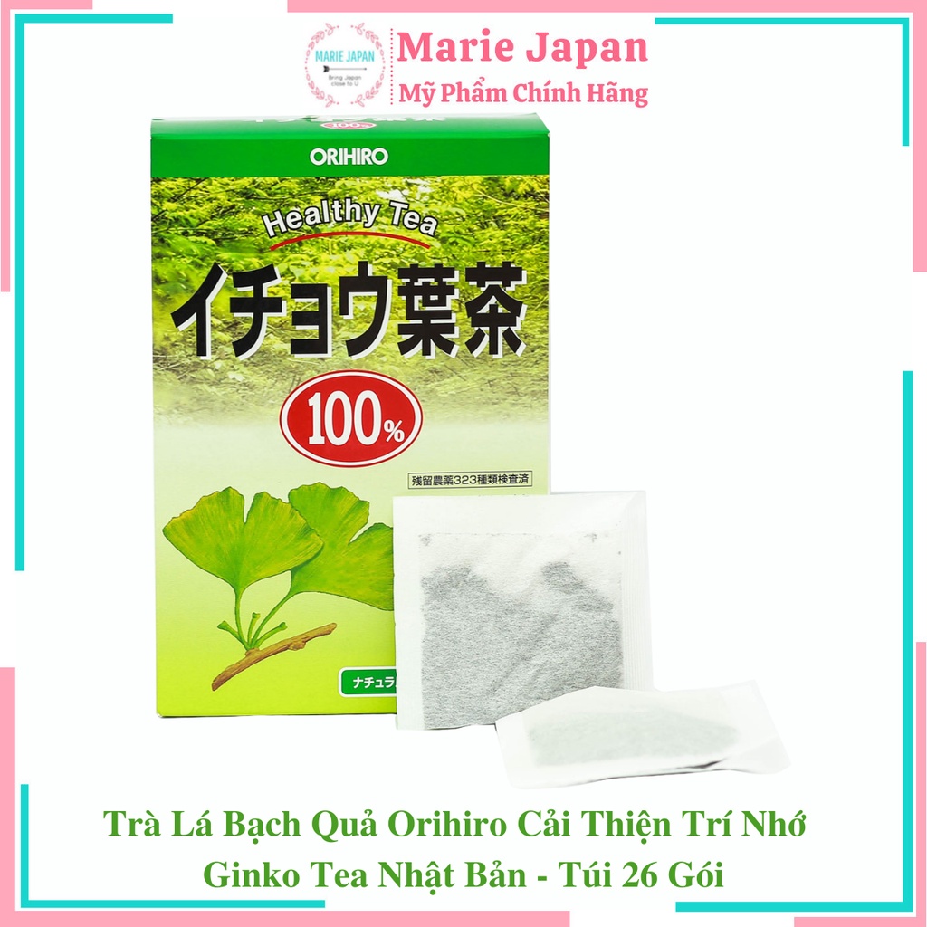 Trà Lá Bạch Quả Orihiro Cải Thiện Trí Nhớ  Ginko Tea Nhật Bản - Túi 26 Gói