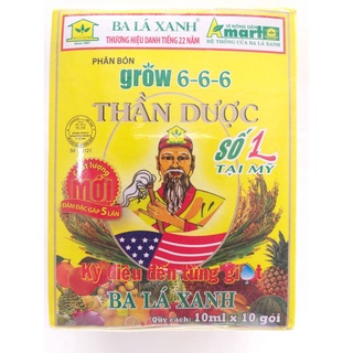 Hộp 10 gói phân bón lá ba lá xanh - thần dược - gói 10ml