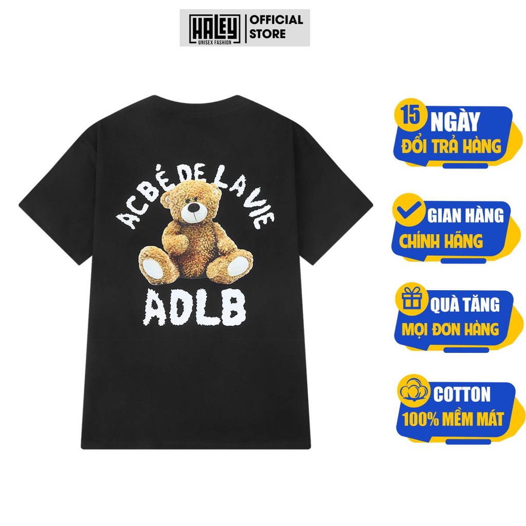 Áo thun Nam Nữ TN76 HALEY Unisex Form rộng tay lỡ  TEDDY BEAR Basic cao cấp chất 100% cotton thoáng mát