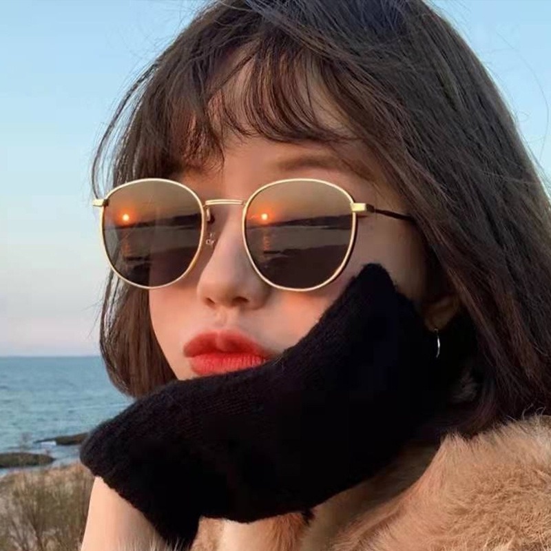 COD Kính Mát Gọng Tròn Kim Loại Chống Tia Uv Phong Cách Retro Thời Trang Cho Nữ