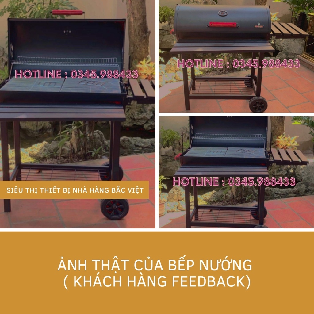 Bếp nướng than hoa ngoài trời có nắp đậy, có tay đẩy,có moto quay BB-05