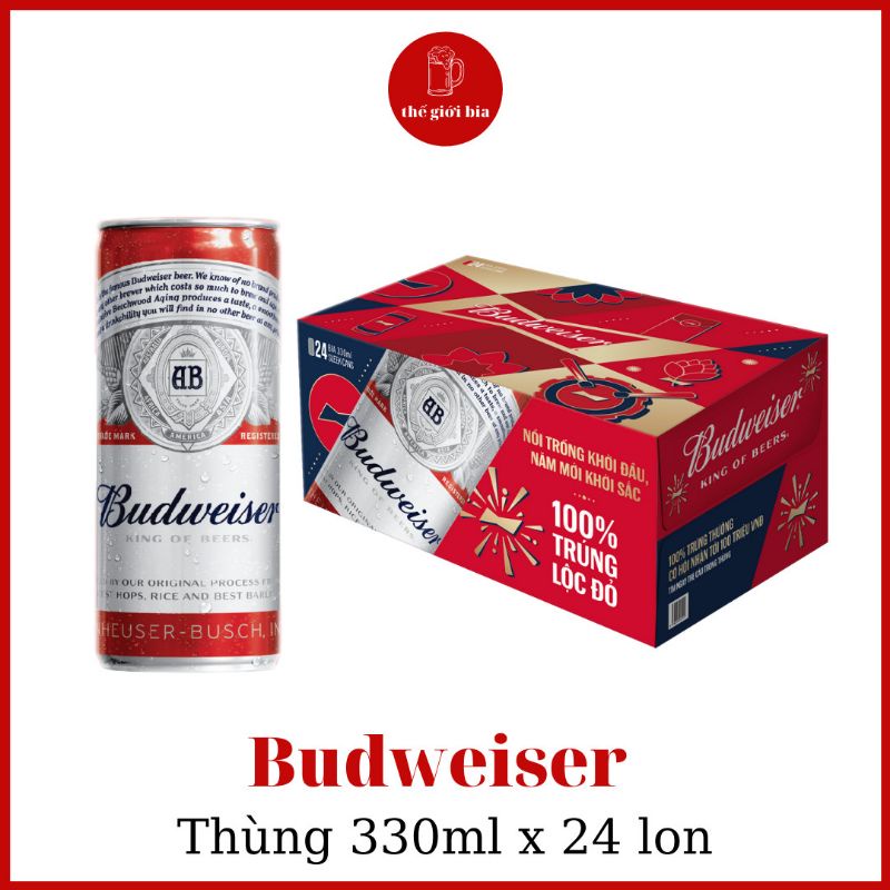 Bia Budweiser 330ML x 24 lon | Mẫu lon mới chính hãng