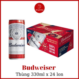 Bia Budweiser 330ML x 24 lon Mẫu lon mới chính hãng