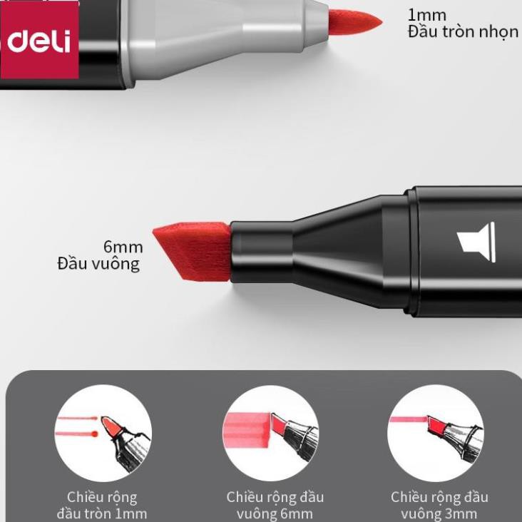 Bút màu marker chuyên nghiệp Deli -kèm túi vải - 30/40/60/80 Màu - 70806 / 70800 / 70701 [Deli]