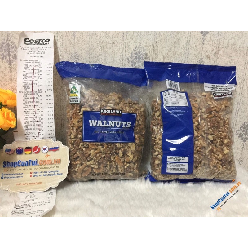 HẠT QUẢ ÓC CHÓ TÁCH VỎ WALNUTS Kirkland của Mỹ loại 1.36kg