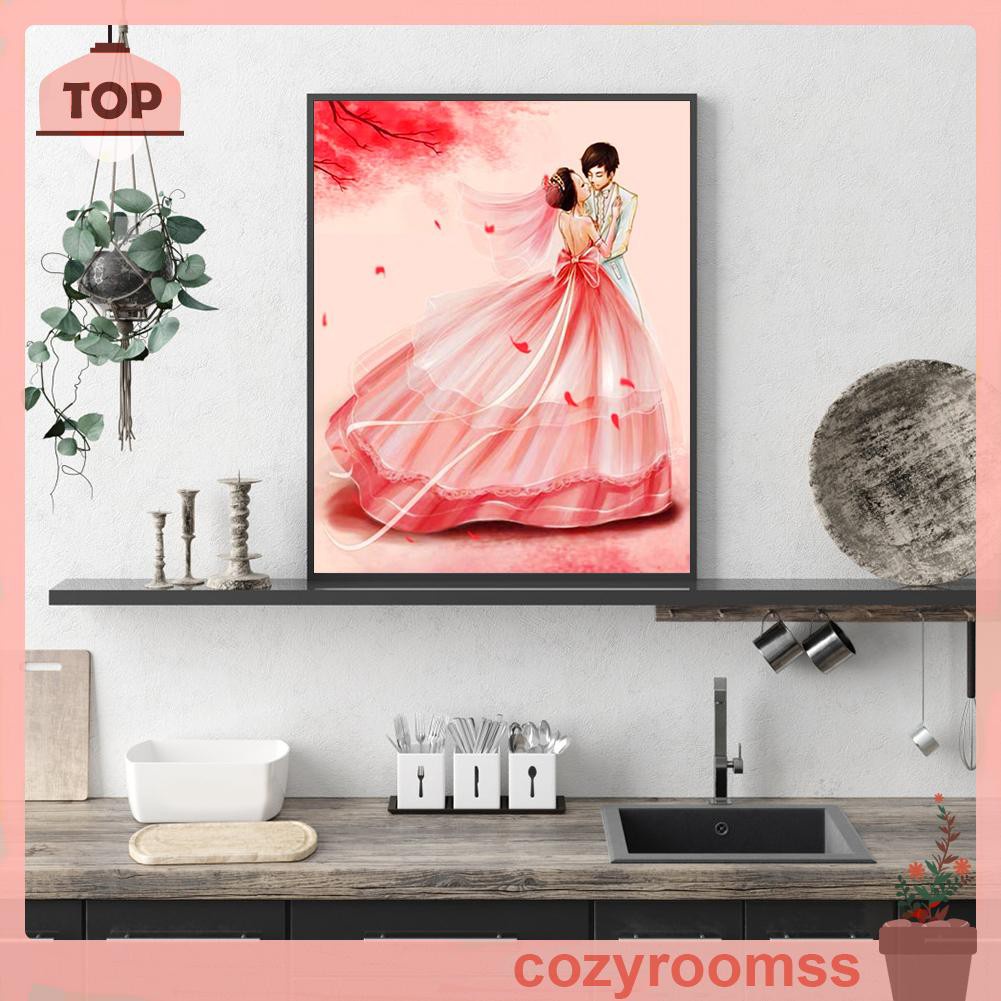 Bộ dụng cụ hoàn chỉnh làm tranh đính đá 5d DIY hình cặp đôi đám cưới