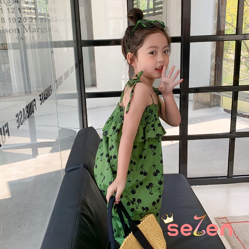 Bộ Áo Liền Quần Hai Dây Mùa Hè Hàn Quốc Cho Bé Gái Se7en