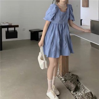 [ORDER] Váy trắng cổ vuông tay bồng( dáng ngắn thêm 3 màu mới siêu hot)