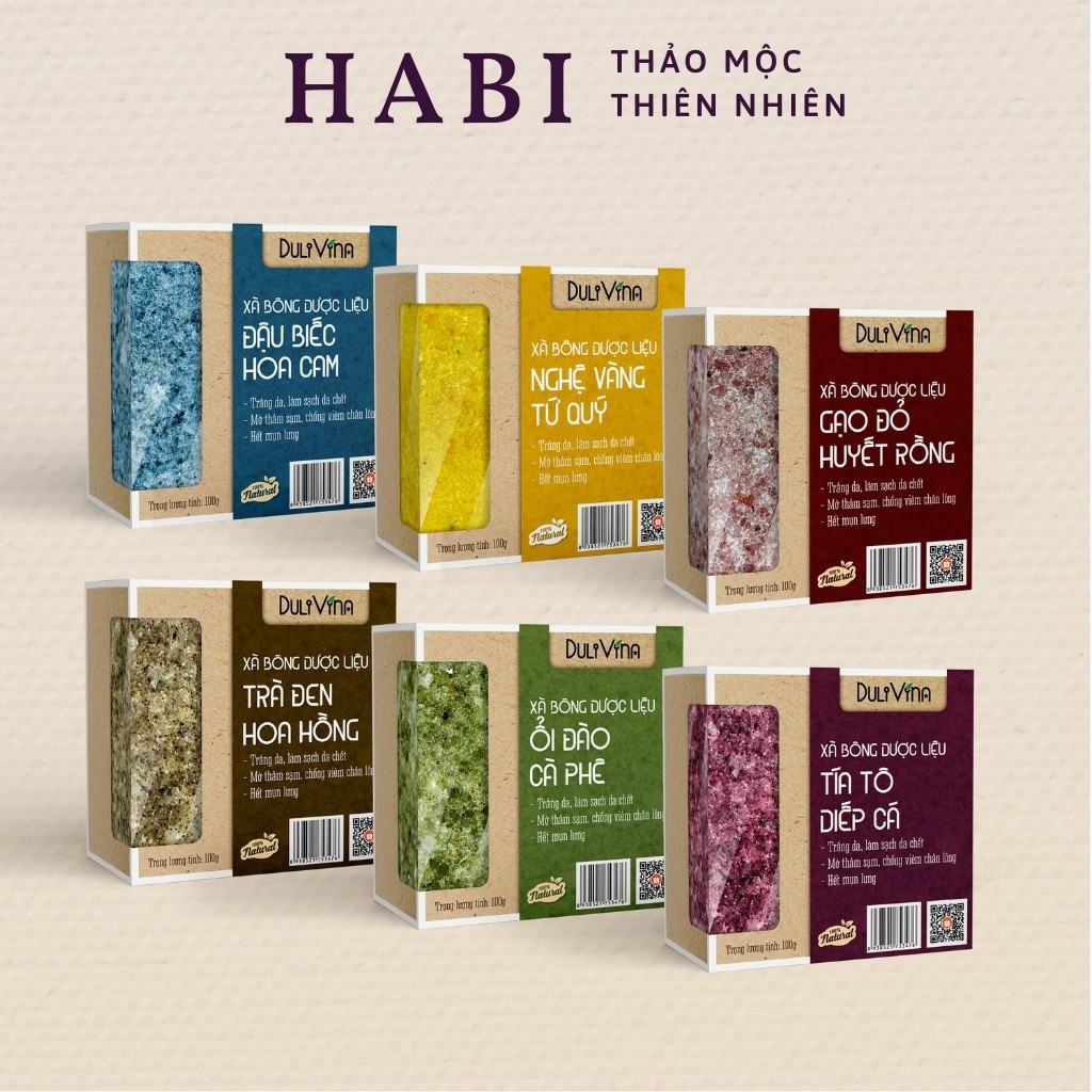 Xà phòng thảo dược Tía Tô Diếp Cá, xà bông cục trắng da, ngừa mụn 100g Dulivina | BigBuy360 - bigbuy360.vn