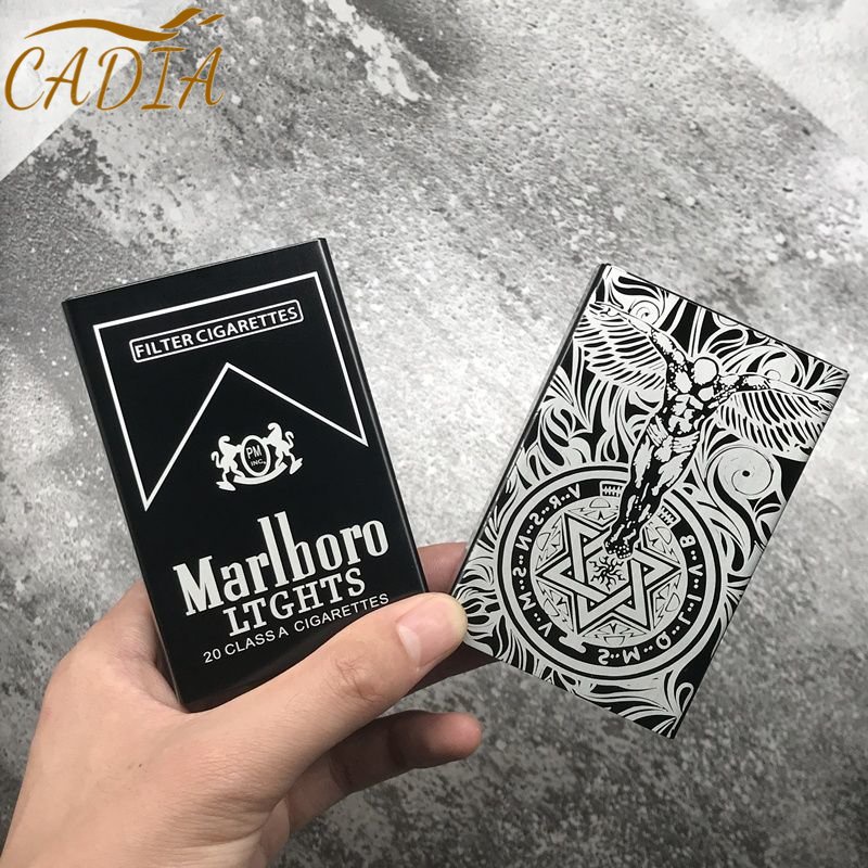 Hộp Đựng Thuốc Lá Bằng Hợp Kim Nhôm Siêu Mỏng Màu Đen Di Động Tiện Dụng Cho Nam Và Nữ Ốp