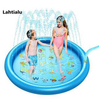 Lahtialu Kids Summer Alphabet Dolphin Inflatable Sprinkle Water Play Pad Splash Mat Toy