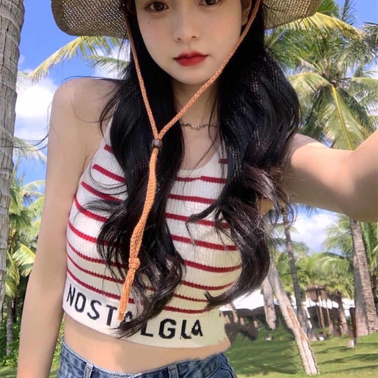 SUXI Áo Croptop Dệt Kim Hoạ Tiết Kẻ Sọc Thời Trang Mùa Hè Cho Phái Nữ