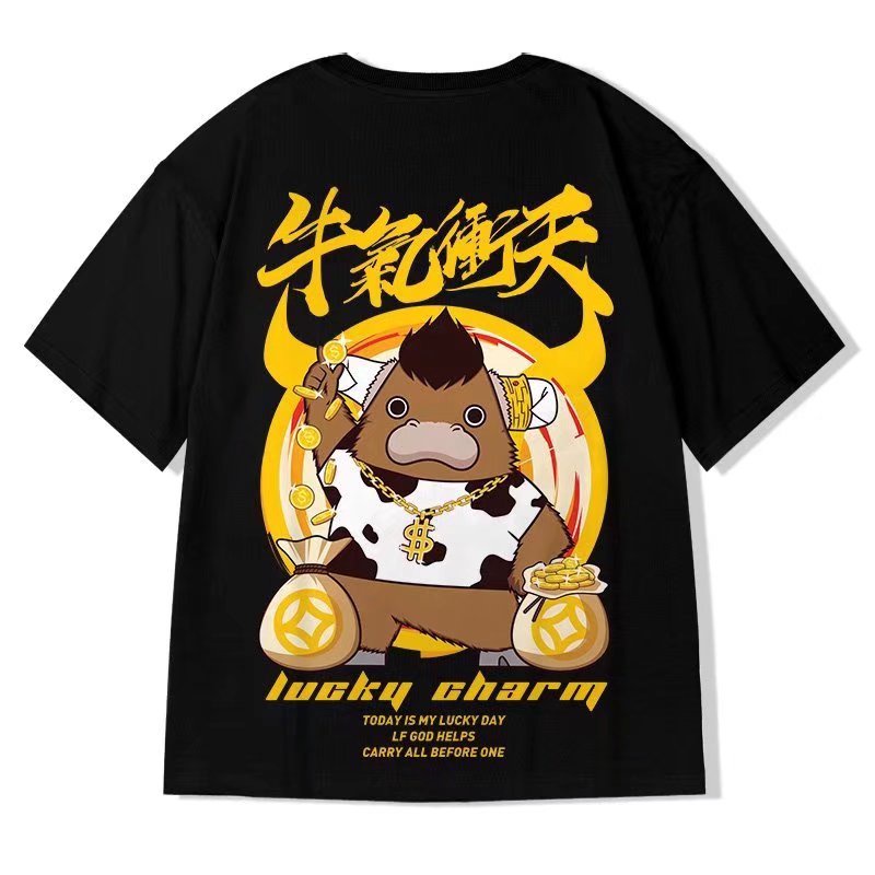 Áo Thun Dáng Rộng In Họa Tiết Hoạt Hình Phong Cách Hip Hop Thời Trang Mùa Hè Cho Nam Và Nữ [M-8XL]