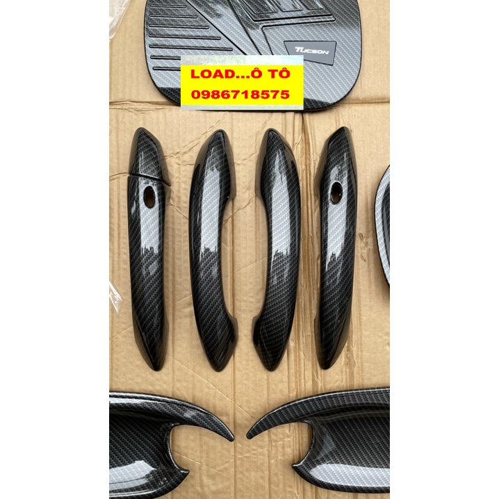 Ốp Tay Nắm, Hõm Cửa, Nắp Xăng Xe Huyndai Tucson 2022-23 Mẫu Vân Carbon Cao Cấp