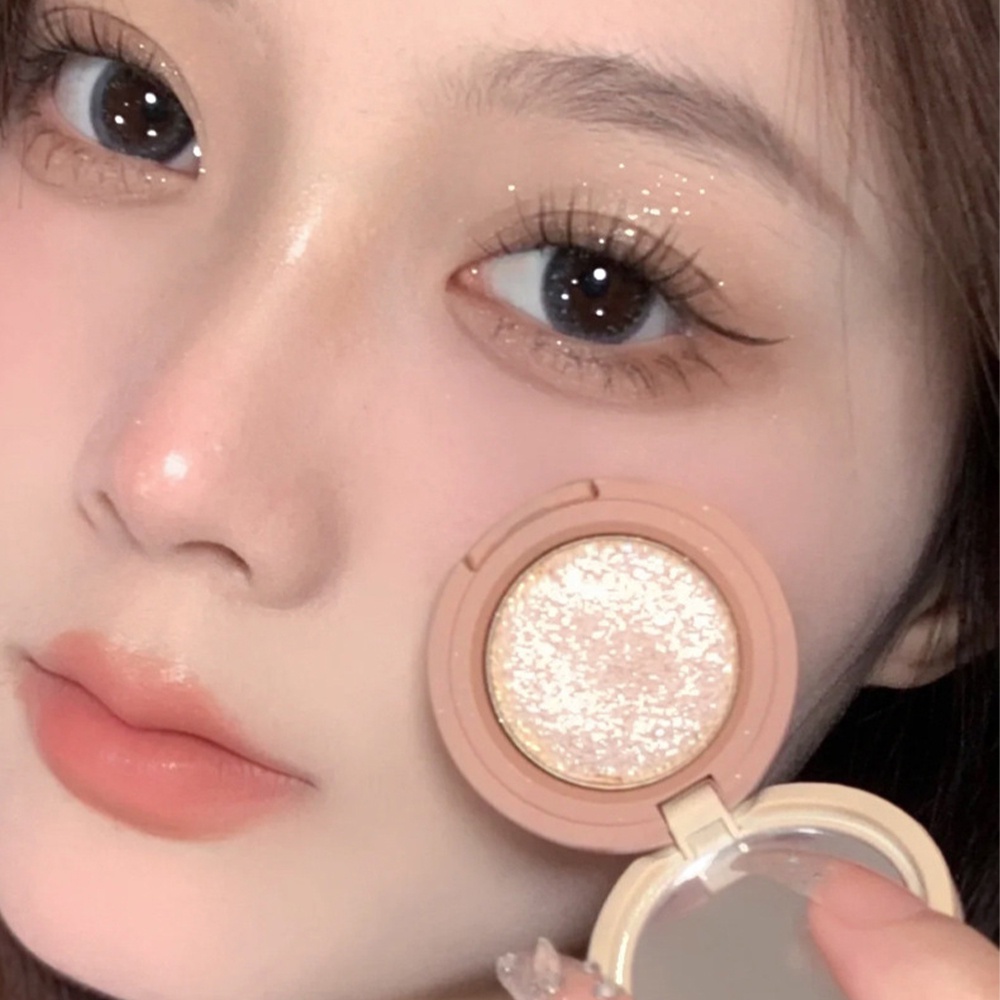 4 In 1 1Pc Pearly Blusher Shimmer Brighten Silkworm Highlight Palette Smoked Grey Matte Eyeshadow Blush Palette Face Contour Powder Makeup Cosmetics Four-layer
