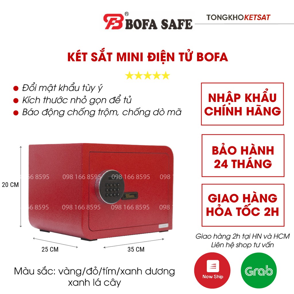 Két sắt nhập khẩu Bofa mini 🛵GIAO NHANH🛵 cỡ nhỏ khóa điện tử để trên bàn, để trong tủ loại 10kg hàng chính hãng