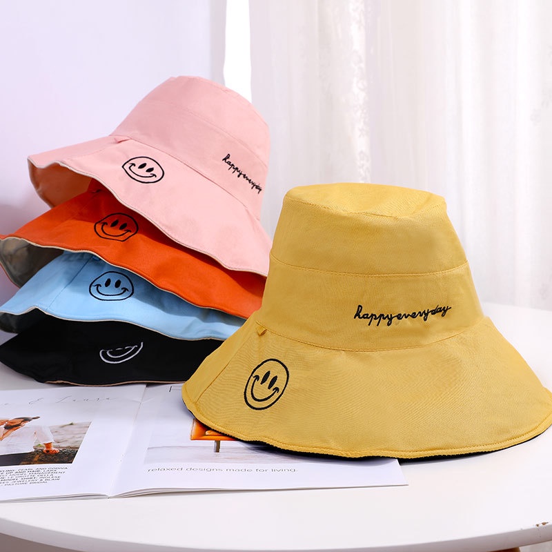 Nón Bucket Vành Rộng Che Nắng Hai Mặt Thời Trang Cho Nữ