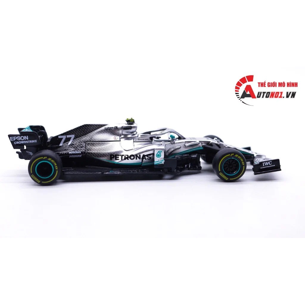 MÔ HÌNH XE F1 MERCEDES AMG PETRONAS F1 W10 2019 #77 HYBRID 1:43 BBURAGO 7522