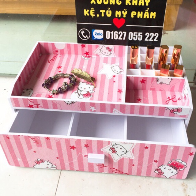 Kệ mỹ phẩm đại 35cm hello kitty sọc