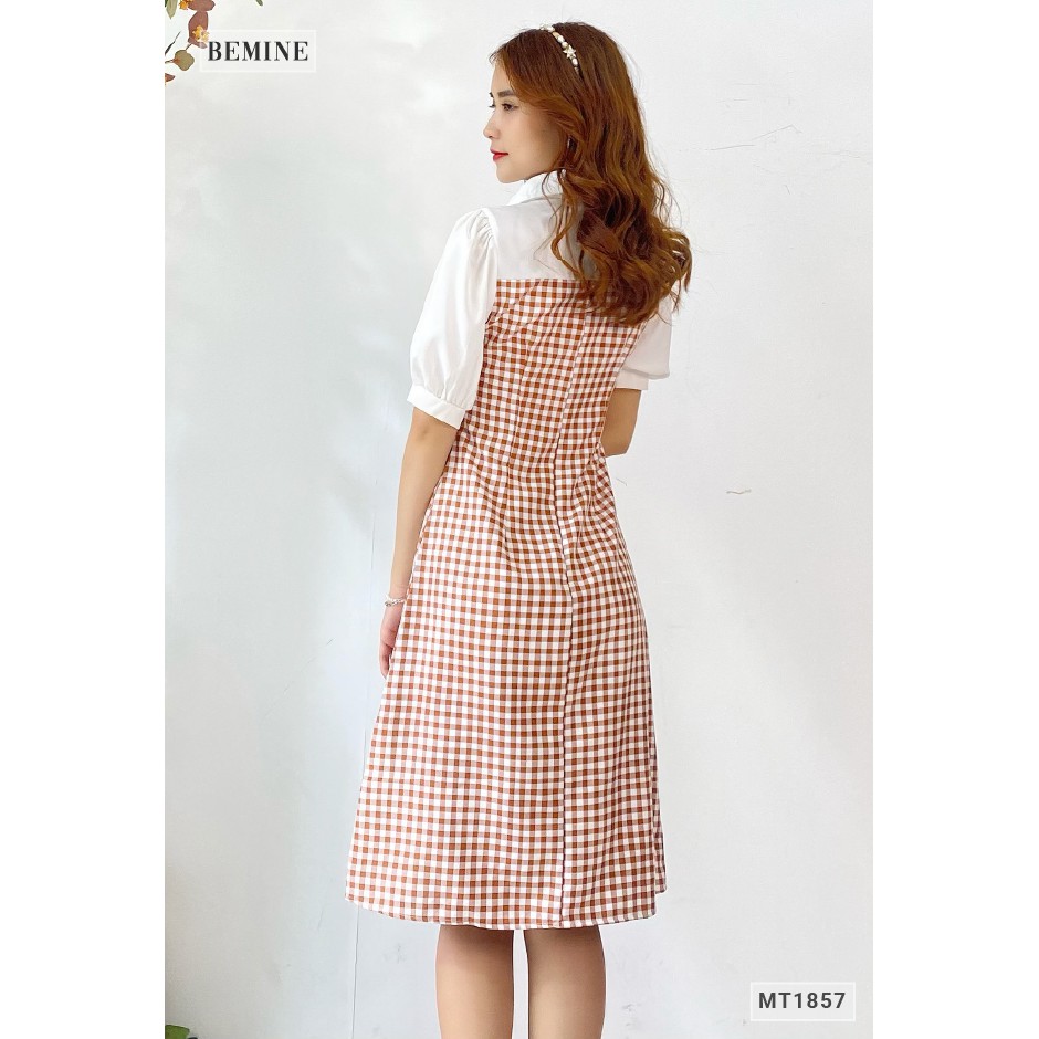 Đầm caro cúp ngực phối cổ sơ mi BEMINE MT1857VANG | BigBuy360 - bigbuy360.vn