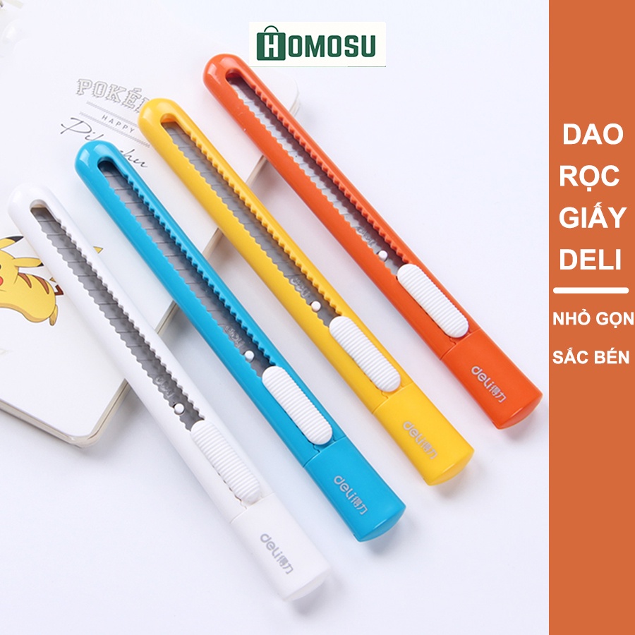 Dao rọc giấy 80mm Deli Siêu Sắc Bén Nhiều Màu 2025