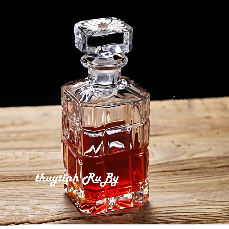 Bình Rượu Thủy Tinh Caro 1000Ml, Vỏ Chai Rượu Kiểu Đẹp