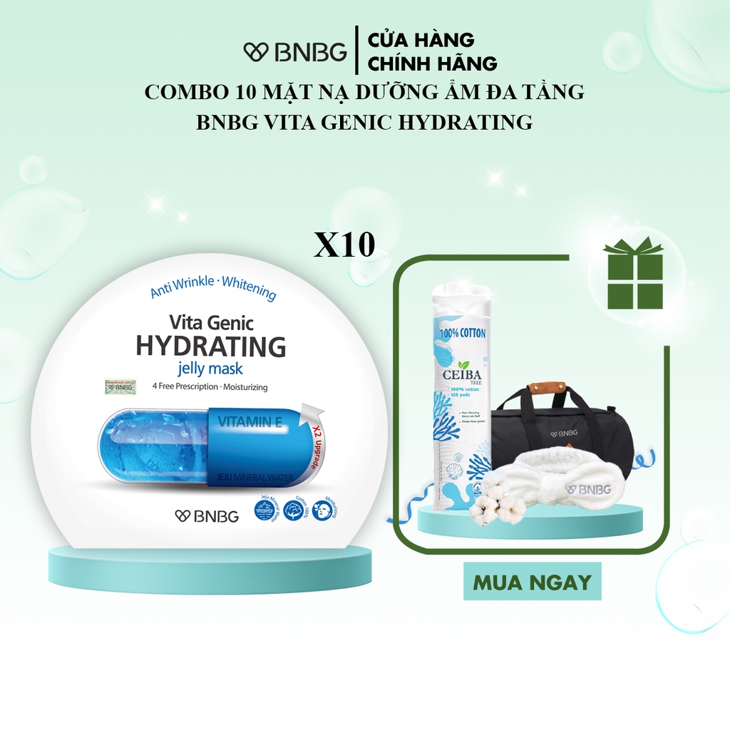 Combo 10 mặt nạ dưỡng ẩm cho da BNBG Hydrating Vita Genic Jelly Mask