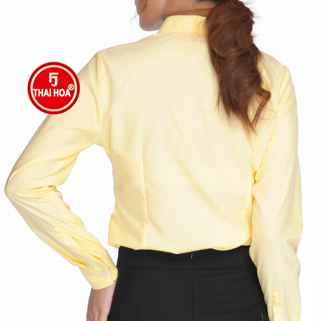 Áo sơ mi nữ Thái Hòa 047-02-01 vải cotton thoáng mát màu vàng