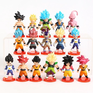 Bộ 16 Mô Hình Dragon Ball Chibi Nhân Vật Goku Gogeta Vegeta Broly Gohan Frieza Buu Cao 7cm Anime - 7 Viên Ngọc Rồng