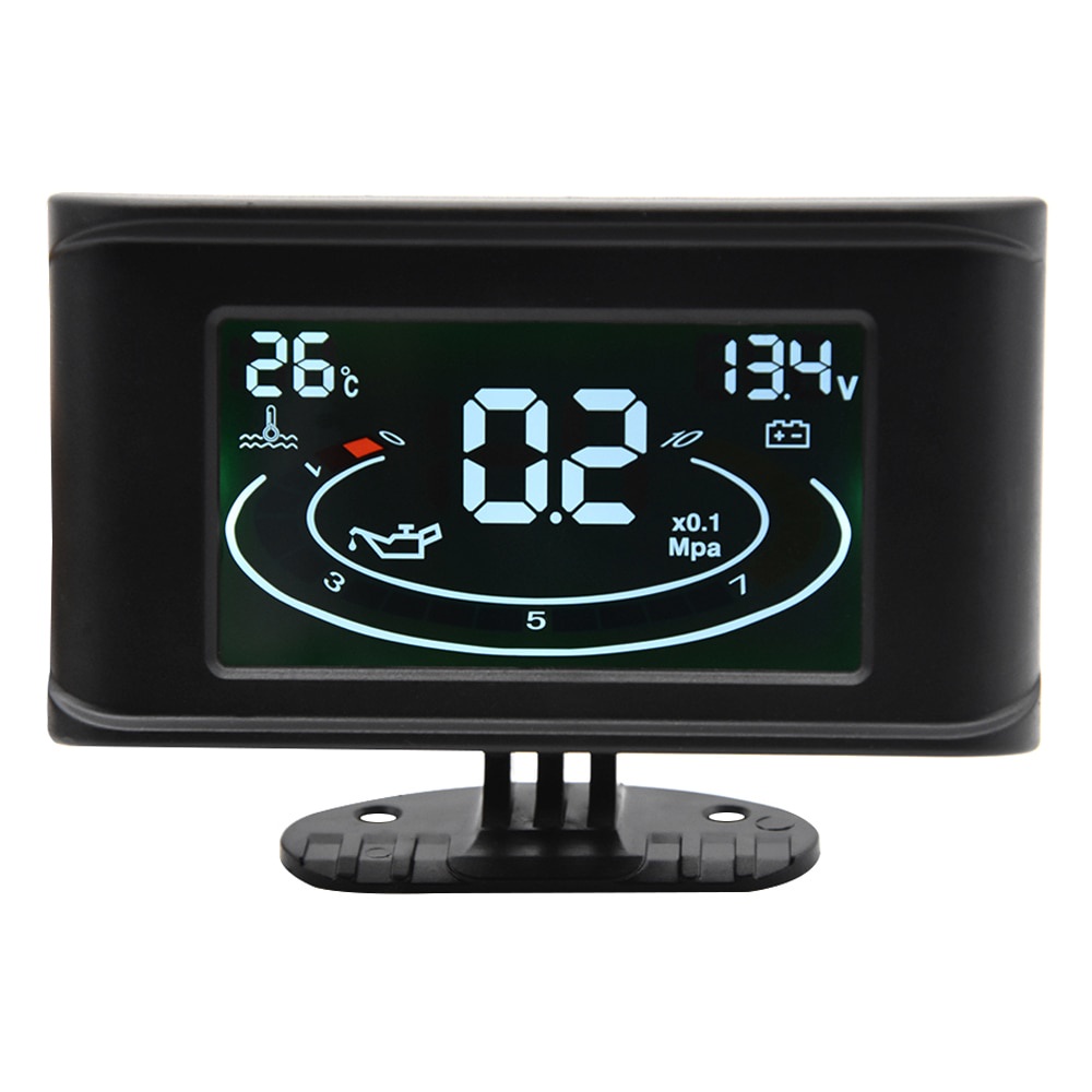 Đồng Hồ Đo Áp Suất Dầu / Nước Màn Hình LCD 3 Trong 1 1 / 8 NPT + Cảm Biến Nhiệt Độ Nước 10mm Chuyên Dụng Cho Xe Hơi