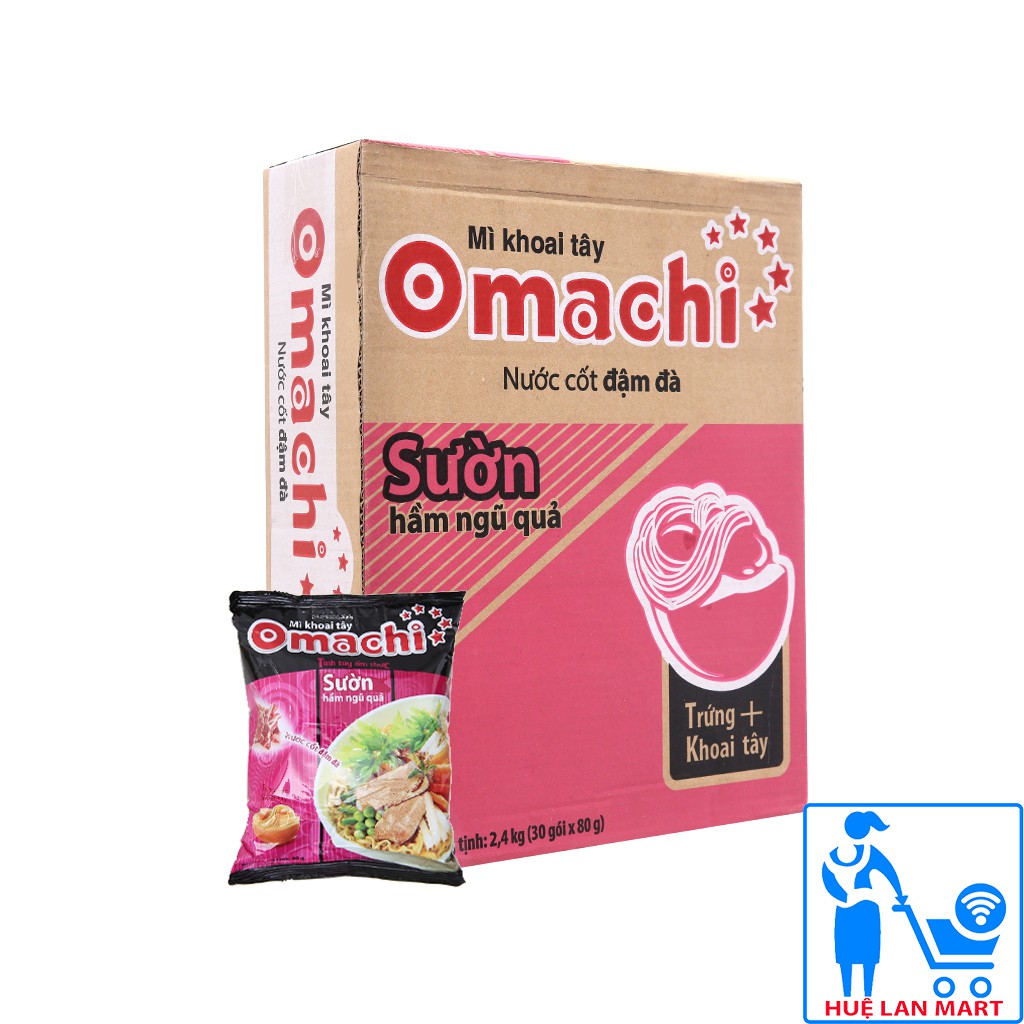 Mì Khoai Tây Omachi Sườn Hầm Ngũ Quả Thùng 30 Gói x 80g/gói