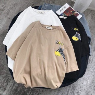 Áo thun unisex form rộng hình hươu cao cổ cực yêu a9