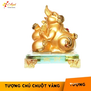 Tượng chú chuột vàng đế kính thủy tinh tượng kim tý chiêu tài