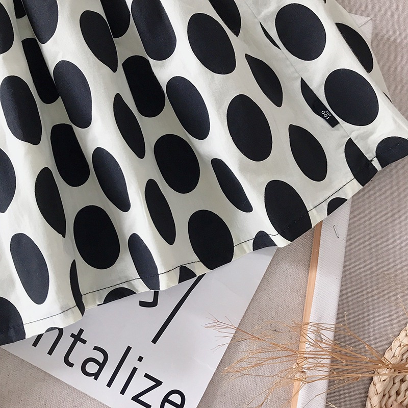 Đầm Công Chúa Không Tay Phồng Họa Tiết Chấm Bi Dễ Thương Dành Cho Bé Gái