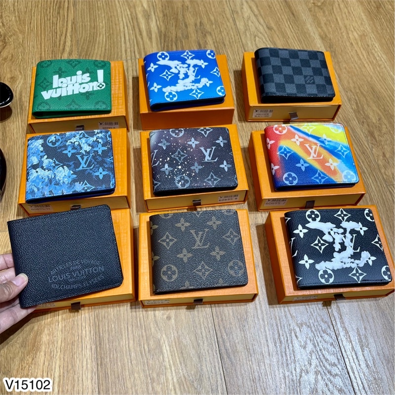 Ví Da Nam Lv Cao Cấp Full Box - Ví Nam Lv Chữ In - Có Hộp Thẻ Tặng Kèm