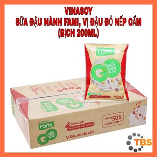 [VINASOY, SỮA ĐẬU NÀNH FAMI GO] SỮA ĐẬU NÀNH FAMI GO, VỊ ĐẬU ĐỎ NẾP CẨM, BỊCH 200ML