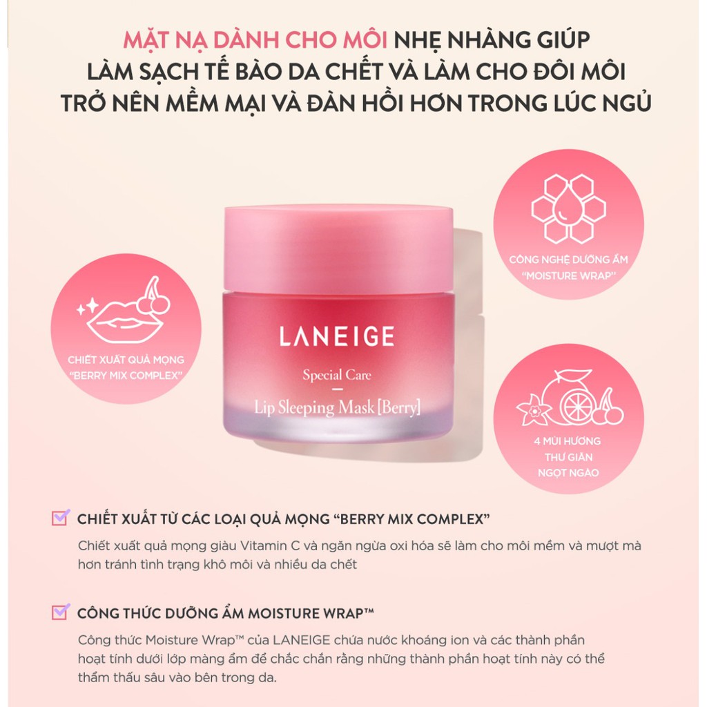 Laneige - Mặt nạ ngủ dành cho môi Laneige Lip Sleeping Mask Mini 3ml - 8ml