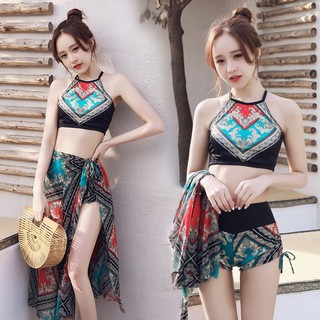 Bộ bơi thổ cẩm, cổ yếm khăn choàng kín đáo CÓ SẴN
