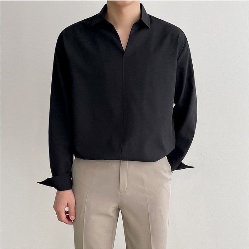 Áo Sơ Mi Nam Cổ Chui Kiểu Mới ,Phong Cách Trẻ Trung Lịch Lãm,  Fom Slimfit Ôm Body , Co Giãn Mặc Thoải Mái
