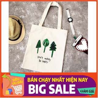 FREESHIP 50K_[HCM] Túi tote vải mềm nữ Canvas in cây thông xanh T012